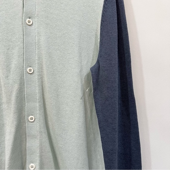 Express Colorblock Button -Up Cardigan Size Medium Mint Blue Polo Sweater - Picture 6 of 7